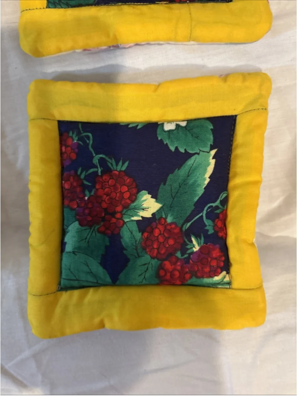 Floral , Grapes & Berries Coasters/hot Pads Handmade Reversible 1061